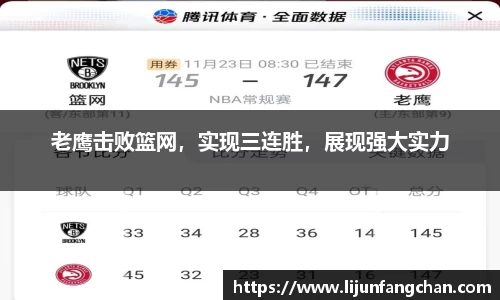 老鹰击败篮网，实现三连胜，展现强大实力
